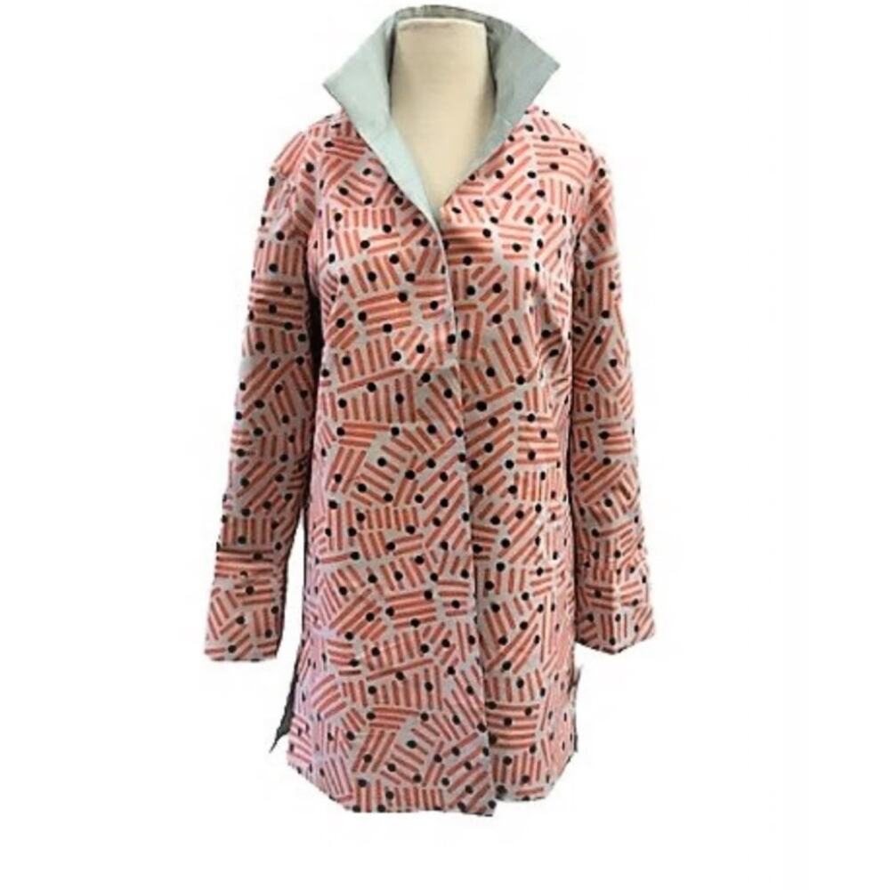 Grace Chuang Jacket Small Cotton Animal Print NEW Art To Wear Grey Orange